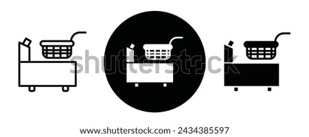 Restaurant deep fryer outline icon collection or set. Restaurant deep fryer Thin vector line art