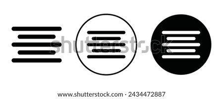 Center align outline icon collection or set. Center align Thin vector line art