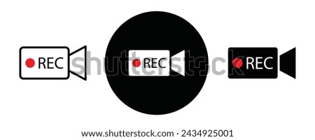 Recording outline icon collection or set. Recording Thin vector line art