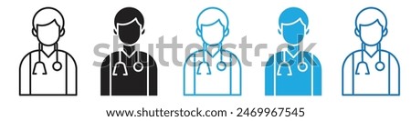 Doctor icon line art vector