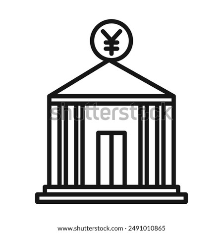 Japanese bank icon Black line art vector logo