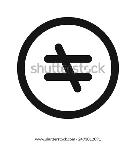 Inequality icon Black line art vector logo