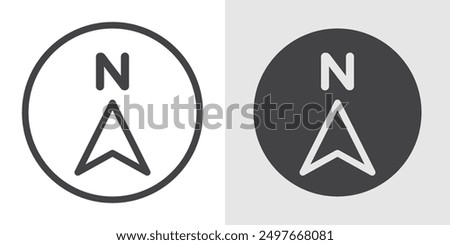 North icon Black line art vector logo set