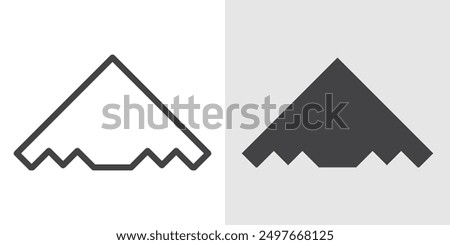 Stealth plane icon Black line art vector logo set