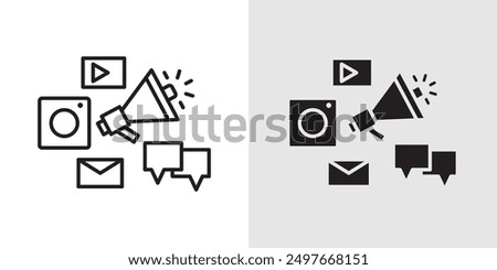 Social campaign icon Black line art vector logo set