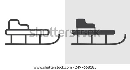 Sled icon Black line art vector logo set