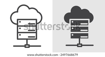 Hosting icon Black line art vector logo set