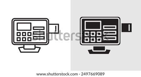 POS system icon Black line art vector logo set