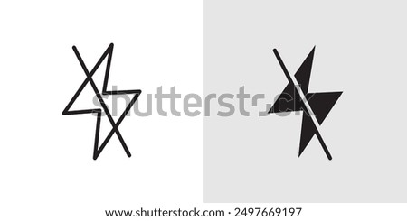 Flash off icon Black line art vector logo set