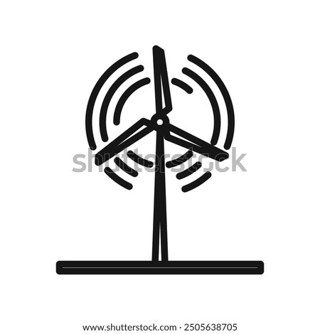 Wind power plant icon Black line art vector logo