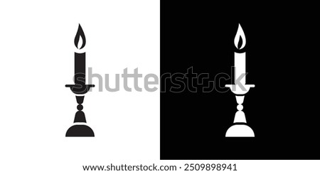 Shabbat candles icon Black line art vector logo set