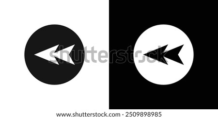 Rewind Previous Back arrow icon Black line art vector logo set