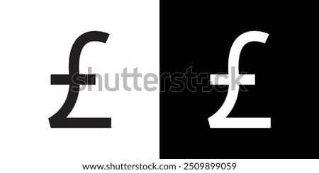 Pound icon Black line art vector logo set