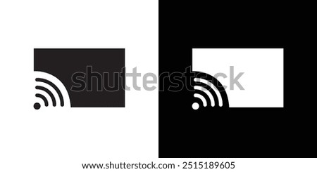 Screen cast icon Thin line flat illustration