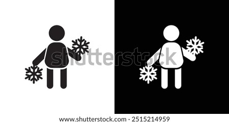 Child playing snow icon Thin line flat illustration