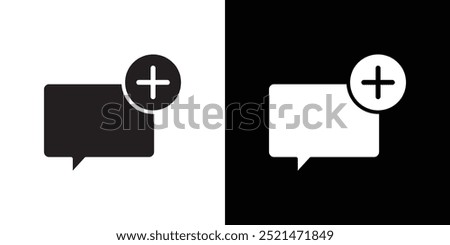 Add chat icon Vector flat thin line illustration