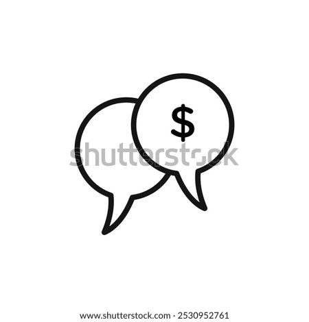 Comment dollar icon Thin line flat illustration