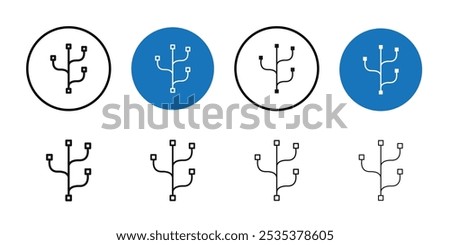 Code branch icon Black line art vector logo set