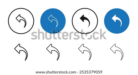 Undo icon Black line art vector logo set