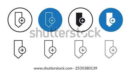 Bookmark add icon Black line art vector logo set