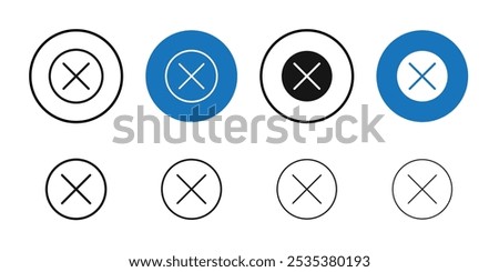 Blocked icon Black line art vector logo set