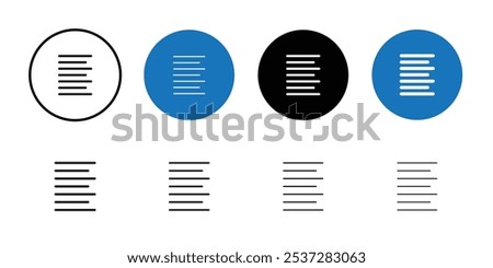 Align left icon Black line art vector logo set