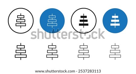 Align center icon Black line art vector logo set