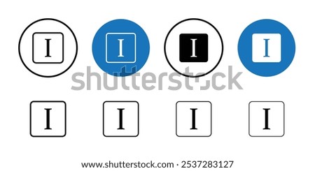 Italic button icon Black line art vector logo set