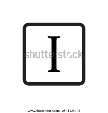 Italic button icon Thin line flat illustration