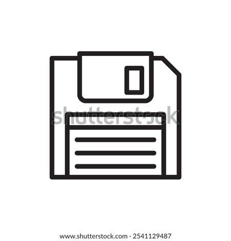 Floppy disk icon Thin line flat illustration