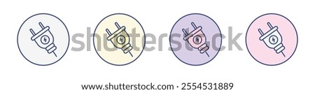 Electric plug icon Thin line flat illustration