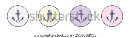 Anchor icon Thin line flat illustration