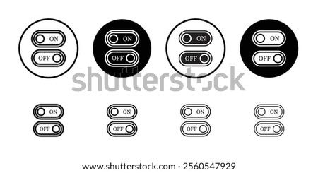 On off switch button slider toggle icon Thin line flat illustration