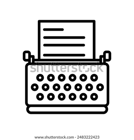 Typewriter icon linear logo mark in black and white