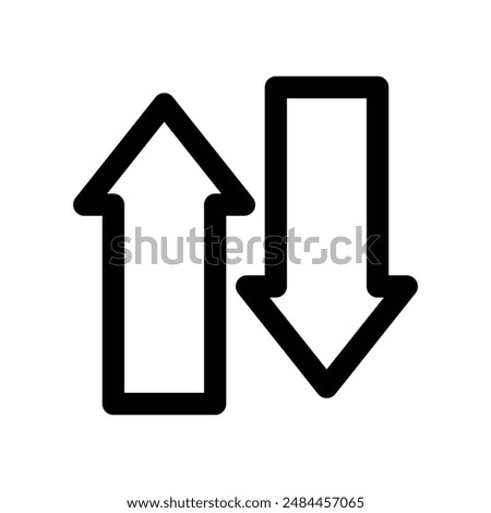 Up and down arrows linear logo mark in black and white