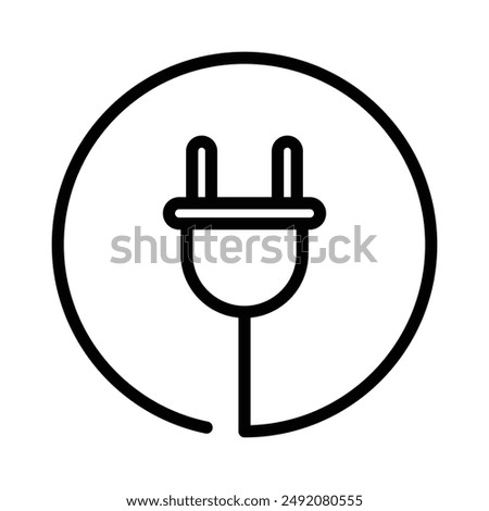 Electrical plug icon linear logo mark in black and white