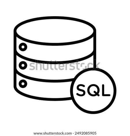 SQL server icon linear logo mark in black and white