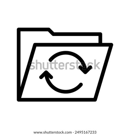 Folder sync icon linear logo mark in black and white