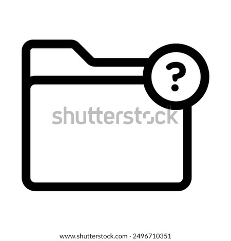 Folder with questionmark icon linear logo mark in black and white