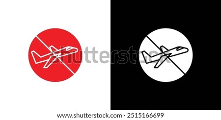 no flight or fly zone icon Outline sign symbol set