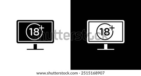 plus 18 movie icon Outline sign symbol set