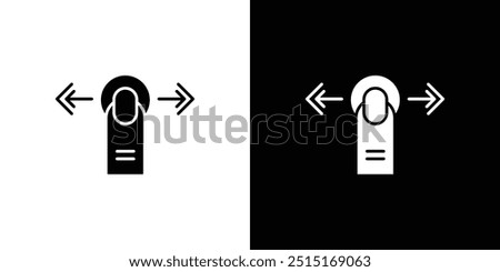 Horizontal swipe Flick Icon Outline sign symbol set