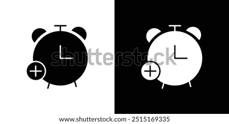 Alarm plus icon Outline sign symbol set