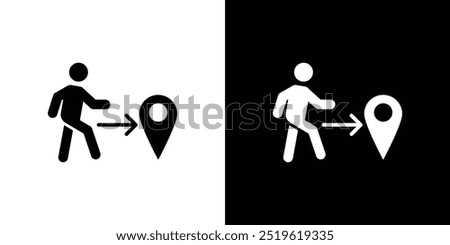 Man going to destination icon linear logo isolated