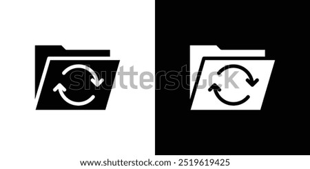 Folder sync icon linear logo isolated