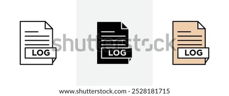 Log file icon Outline sign symbol set