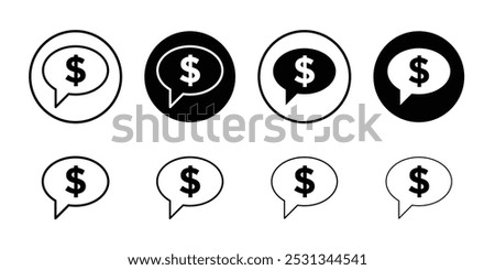 Comment dollar icon linear logo isolated