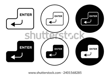 Enter keyboard key icon. enter computer pc or laptop key press sign symbol set. push or touch click enter button arrow in keyboard key vector