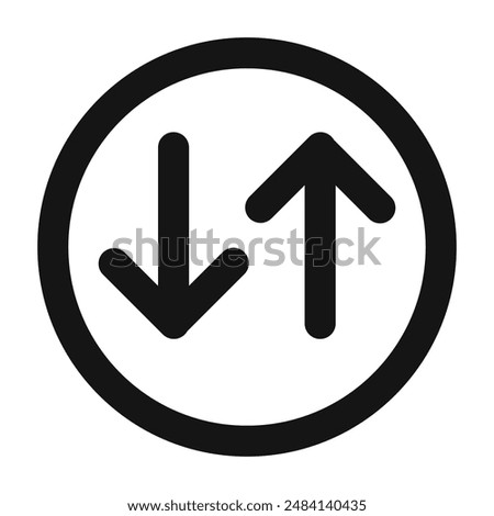 Up and down arrows icon black and white vector sign