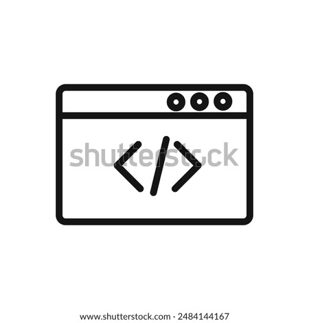 coding program icon black and white vector sign